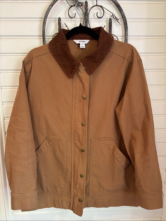 Old Navy Jackets & Blazers - Old Navy Tan Canvas Barn Jacket with Brown Corduroy Collar